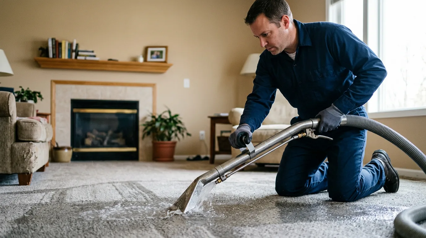 Water damage restoration technician working near Mooresville, AL